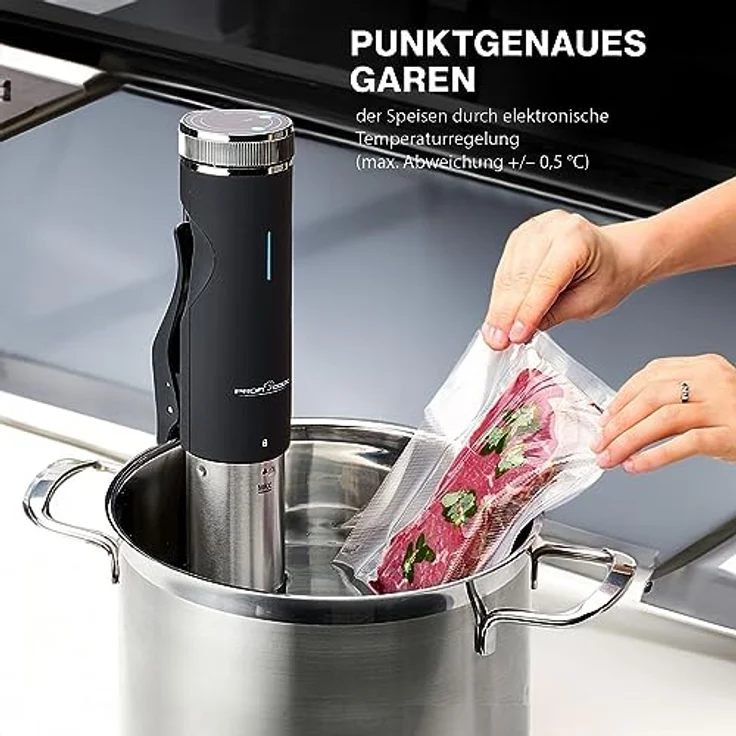 Profi Cook PC-SV 1126 Sous Vide Stick, Edelstahl, LED-Multifunktionsdisplay, Timer-Funktion, 800 W – Bild 2