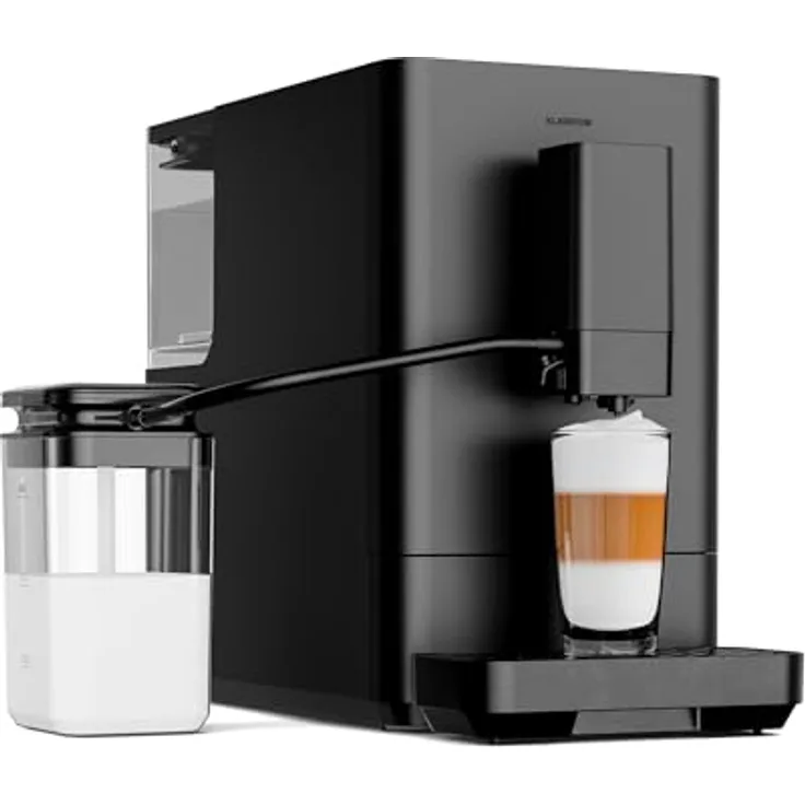 Klarstein Kaffeevollautomat Velaire, 20 Bar, Edelstahlmahlwerk 15 Stufen, LED Touchscreen, 0,75 l Milchsystem, 1,5 l Wassertank, Selbstreinigung, Vollautomat