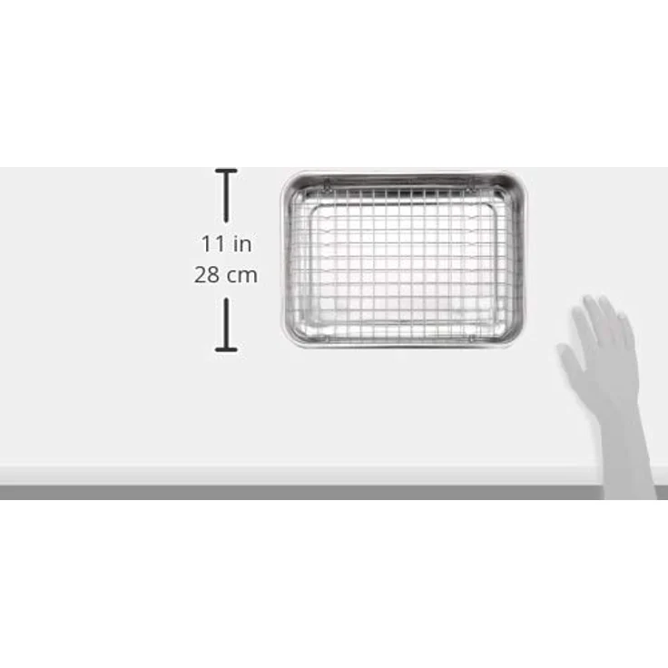 GSW 809252 Edelstahl Viereckpfanne mit Einsatz 40cm, Silber, 42 x 30,4 x 6,4 cm, 2-Einheiten – Bild 4