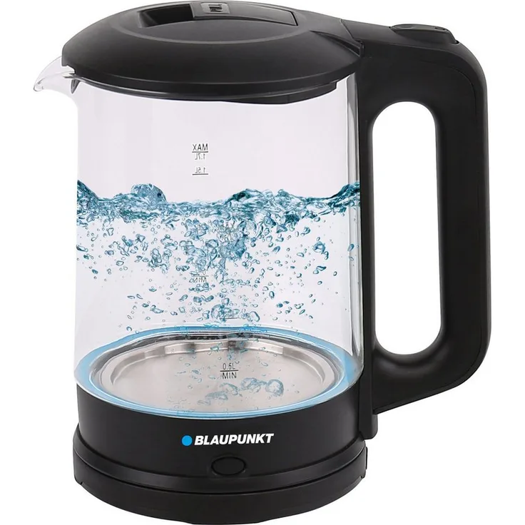 Blaupunkt Wasserkocher MEN801, 2200W, Glas mit Kunststoff, LED Innenbeleuchtung, 360° Basis, BPA-Frei, elektrischer, 1,7 Liter, Kettle