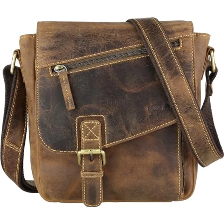 Greenburry Vintage Umhängetasche Leder, 26 cm x 10 cm x 25 cm, braun, 100% Leder – Bild 1