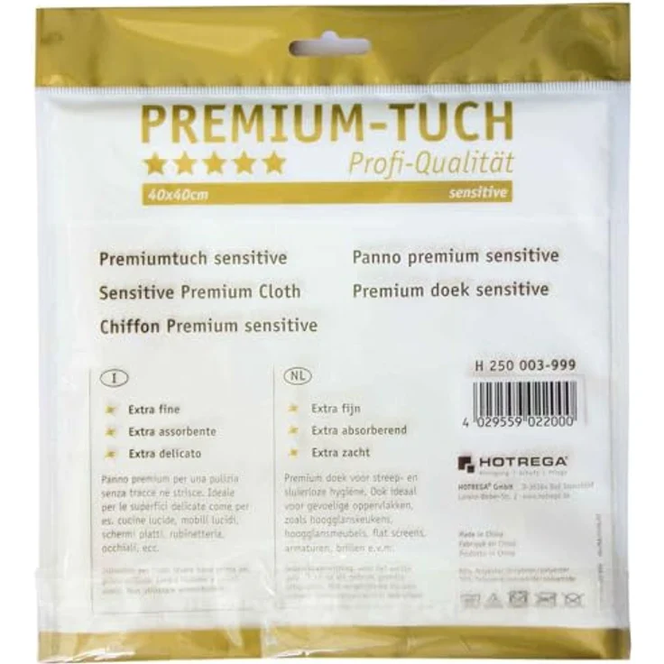 HOTREGA Premium-Tuch sensitive 40x40cm, Microfasertuch, saugstark, streifen- und schlierenfrei, antibakteriell – Bild 2