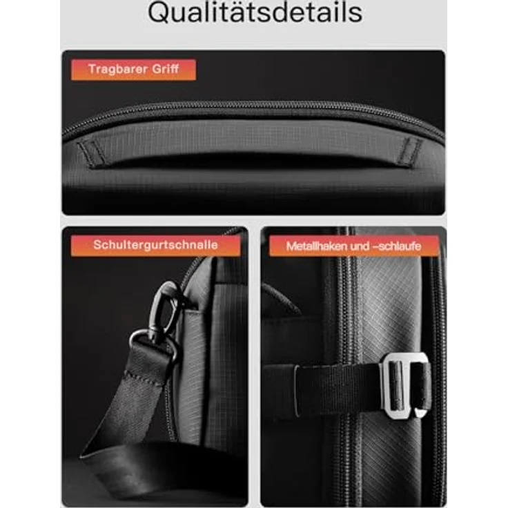 Inateck Umhängetasche Electronik-Organizer, wasserdichte Zubehörtasche mit 12 Fächern, tragbar – Bild 5