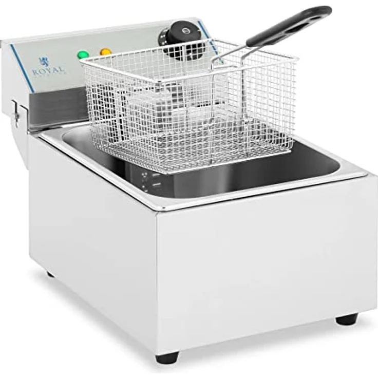 Royal Catering 1254 Fritteuse, mit Öl, 3200 Watt, 10 Liter Fassungsvermögen, silber, Edelstahl – Bild 2
