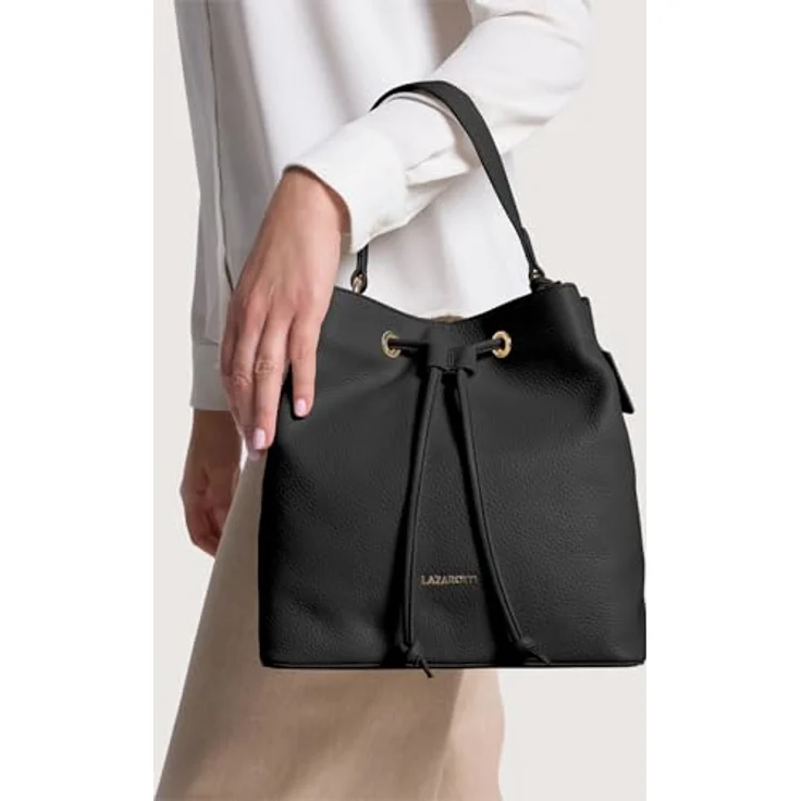 Lazarotti Bologna Leather Crossbody Beuteltasche, 100% Leder, schwarz, 25 cm x 15 cm x 26 cm – Bild 2