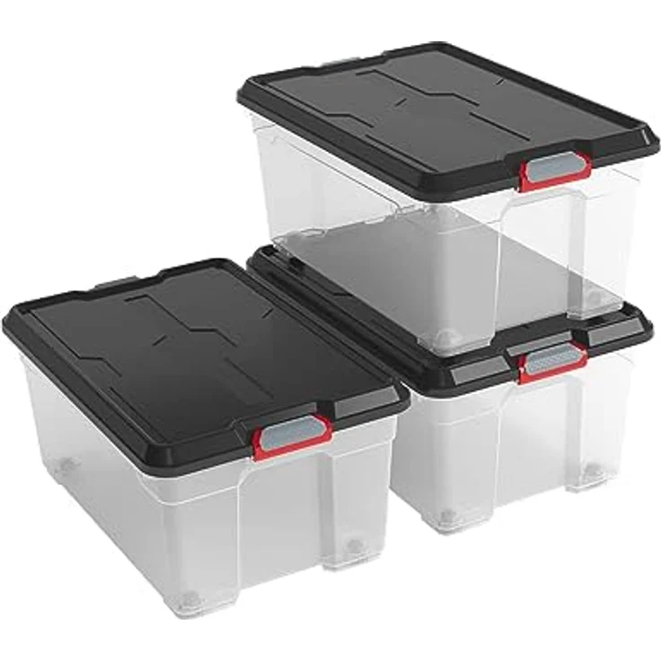 KIS L Aufbewahrungsbox Moover Box 43 Liter in schwarz-transparent, Plastik, 58x38x27 cm – Bild 4