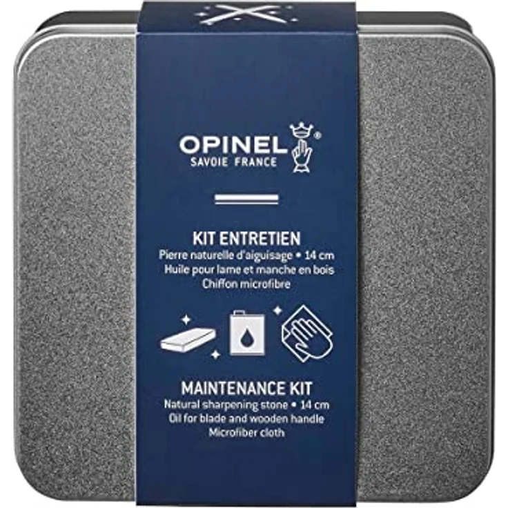 Opinel Pflegeset für Ihre Opinel Messer, enthält einen Schleifstein, Körnung 1000, ein pflanzliches Pflegeöl 150 ml und ein Microfaser-Tuch, 254640 – Bild 3