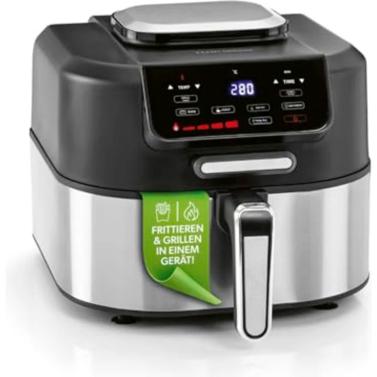 GOURMETmaxx Heißluftfritteuse FryBBQ 5 l, 2-in-1 Heißluftfritteuse und Grill mit integrierten Grillthermometer und fünf Garfunktionen – Bild 1