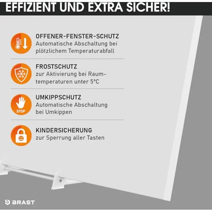 BRAST® Infrarotheizung mit Thermostat | IP-TH 700 | 700 Watt | Made in Europe | hoher Wirkungsgrad | Ultraflache Bauweise – Bild 5