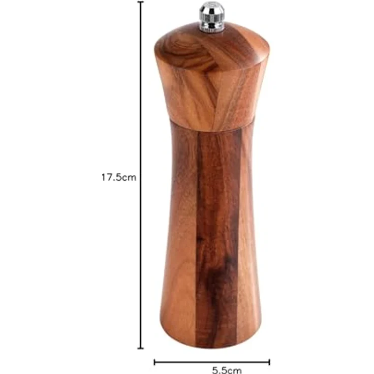 APS 40418 Salzmühle aus Akazienholz, Mahlwerk aus Edelstahl, Ø 5 cm, Höhe 17 cm – Bild 2