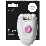 Braun Silk•épil 1 1-010 Epilierer mit Kabel zur Haarentfernung, für Wochen, weiche Haut, weiß/rosa