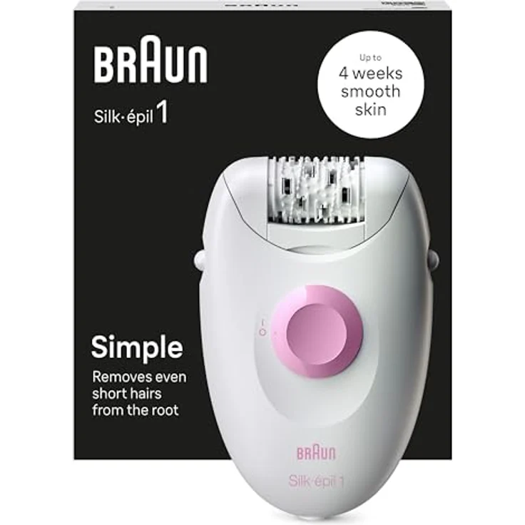 Braun Silk•épil 1 1-010 Epilierer mit Kabel zur Haarentfernung, für Wochen, weiche Haut, weiß/rosa – Bild 1