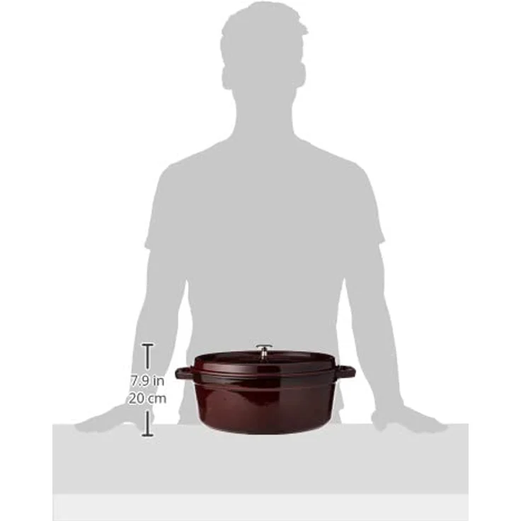 Staub 1103387 Cocotte-Bräter, oval mit Deckel 33 cm, 6,7 L, mit mattschwarzer lierung im Inneren des Topfes, grenadine – Bild 4