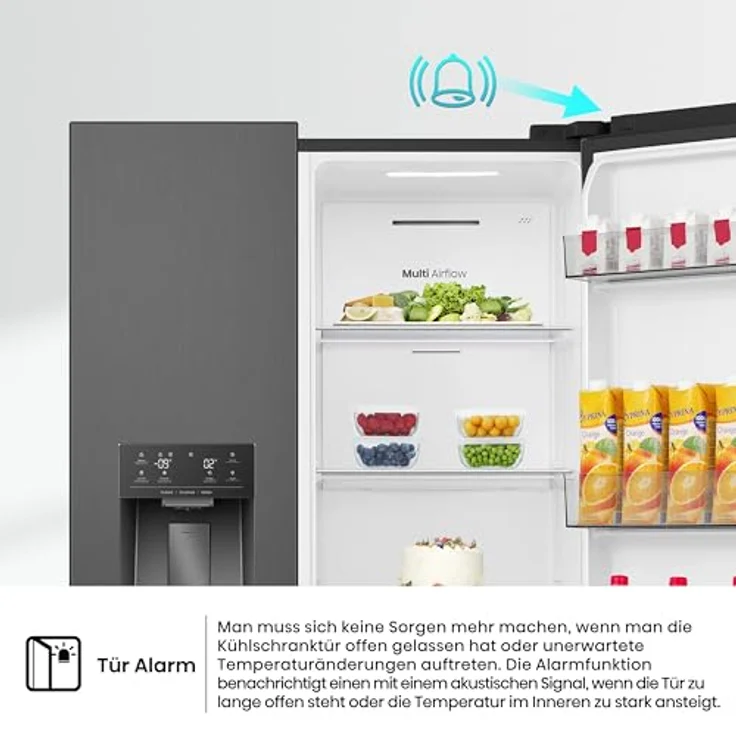 Hisense RS5P528STFE, Side-by-Side Kühl-Gefrier-Kombination mit 347 l Kühl- und 181 l Gefriervolumen, Schwarz – Bild 7