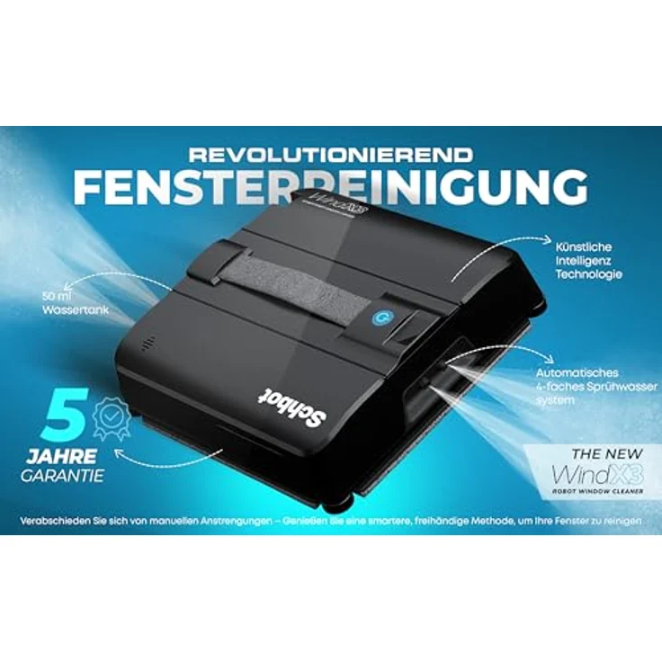 Schbot Wind X3, Fensterreiniger mit leistungsstarkem Reinigungssystem, Schwarz – Bild 5