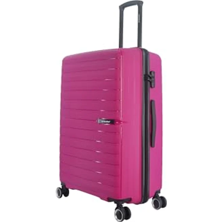 SAXOLINE Fiesta Reisekoffer Größe L, 107 l Fassungsvermögen, 4,4 kg, fuchsia, hochwertige PP-Hülle, 360-Grad-Schwenkräder, Teleskopgriff – Bild 2
