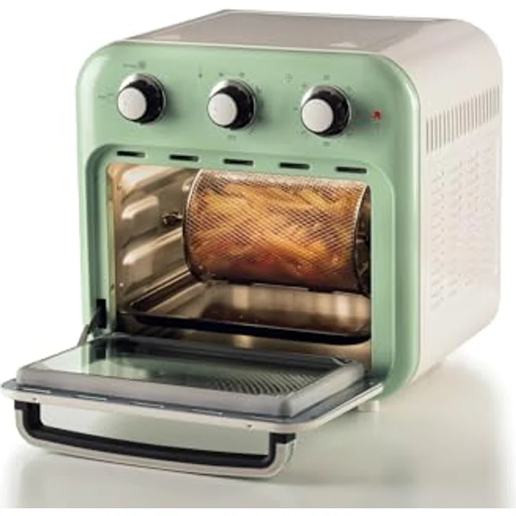 Ariete 4632 Vintage Heißluftfritteuse und Backofen, 1400 W, 2in1, 16 l Fassungsvermögen, inklusive Zubehör, 60-Minuten-Timer, Doppelglas, Grün – Bild 3