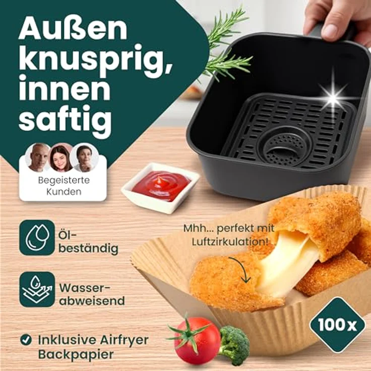 Krustenwerk Airfryer Zubehör Set, 13-teilig mit exakter Passform für Ninja AF400EU, Hitzebeständiges Silikon, 150 Rezepte E-Book – Bild 2