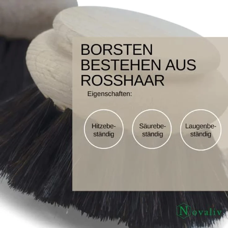 Novaliv Kehrgarnitur 19790-19793x4-1x, 4-teiliges Set mit Spülbürste und 3 Wechselköpfen, Rosshaarborsten, Holz, groß – Bild 4