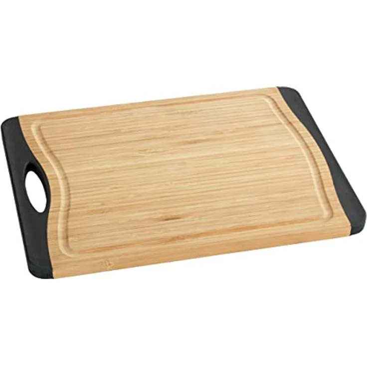Wenko Schneidebrett Bambus Anti-Rutsch M+ - Küchenbrett, Schneidbrett mit Saftrille und Griff, klingenschonend, Bambus, 33 x 1,5 x 23 cm, braun – Bild 2