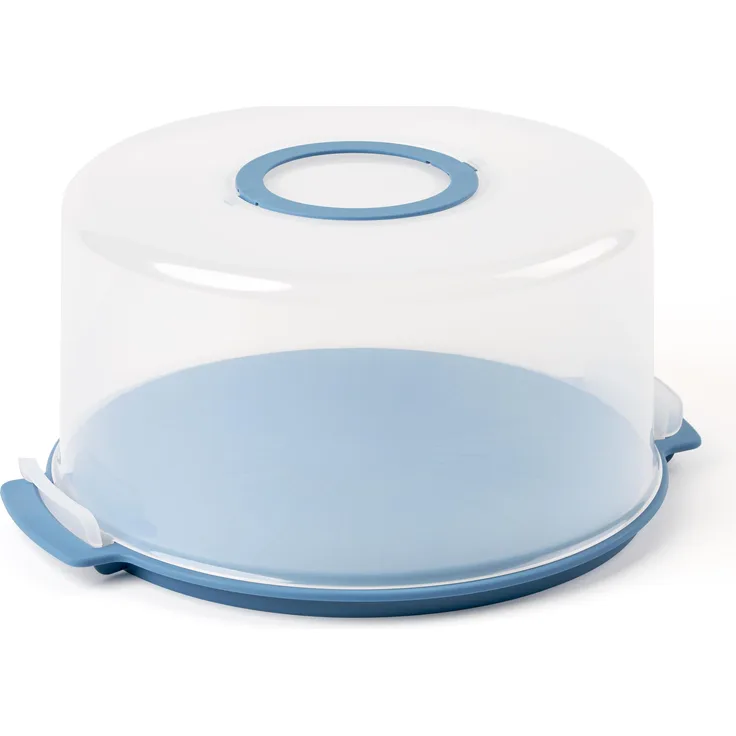 Guzzini Kuchentransportbox 6585080, tragbare Tortenplatte mit Griff und Transportverschluss, blau-transparent-schwarz