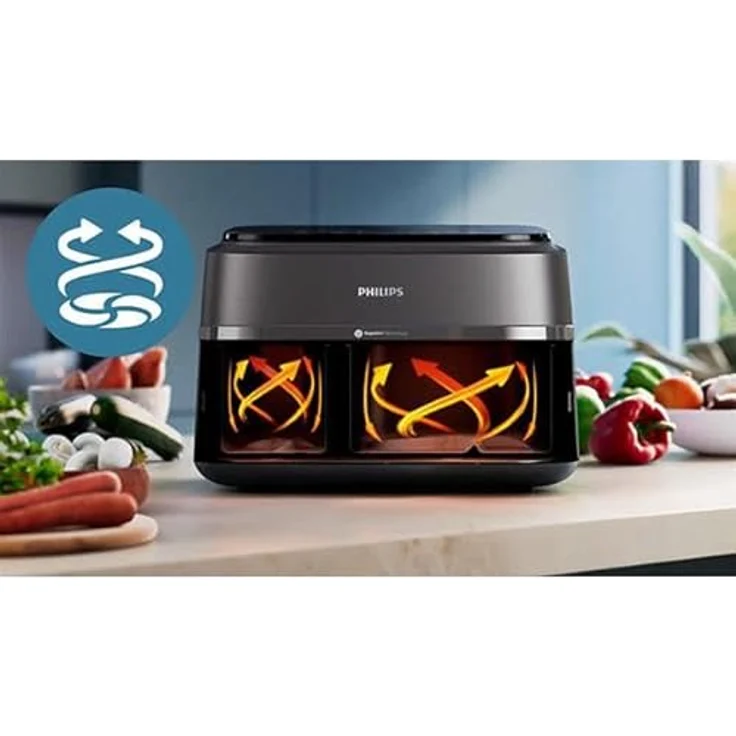 Philips Fritteuse Heißluftfritteuse Na351.00 Schwarz/Silberfarben 9 L – Bild 6