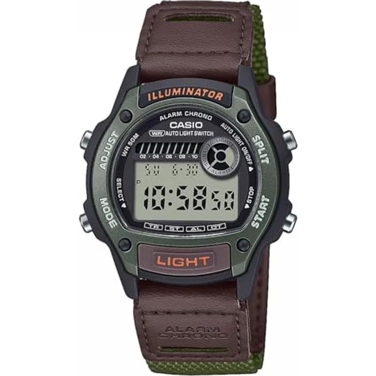 Casio Quarzuhr Alarm-Chrono W-220HF-3AVEF für Damen und Jugendliche, digitale Anzeige, braunes Kunststoffarmband, Stoppuhr, Alarmfunktion – Bild 1