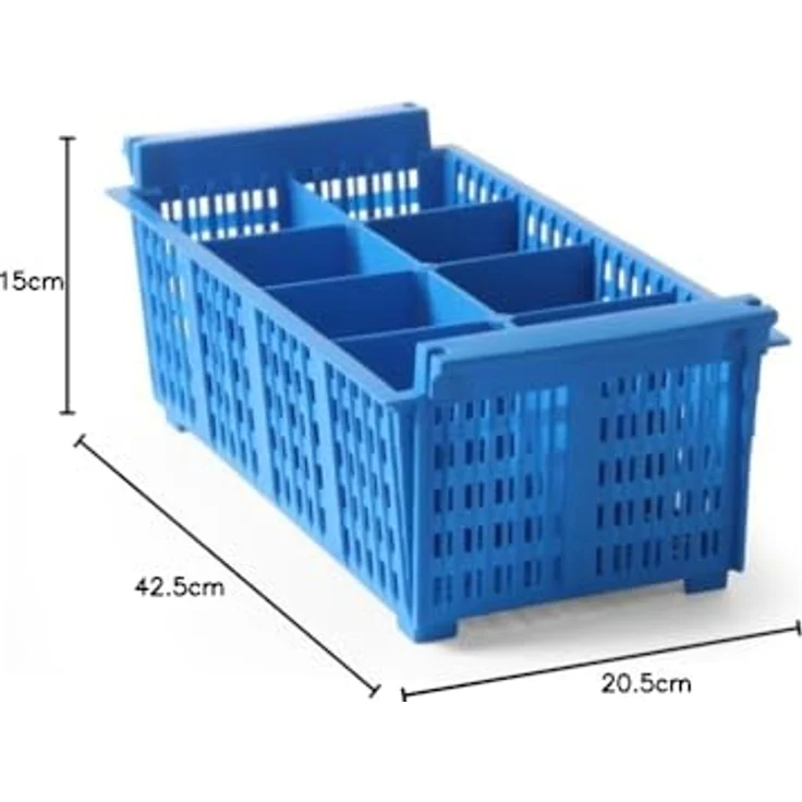 HENDI Besteckkorb für Geschirrspülmaschinen, 8 Fächer mit Griffen, spülmaschinenfest, 425x205x(H)150mm, polyethylenterephthalat, blau – Bild 3
