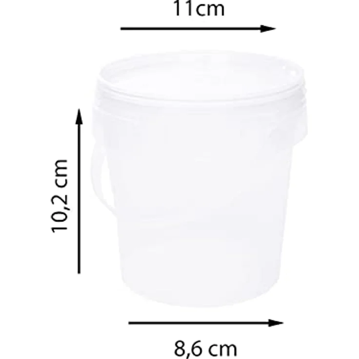 BenBow Eimer mit Deckel 0,5l transparent 5X 0,5 Liter - lebensmittelecht, stabil, luftdicht - auslaufsicher, geruchsneutral - Aufbewahrungsbehälter aus Kunststoff - leer – Bild 2