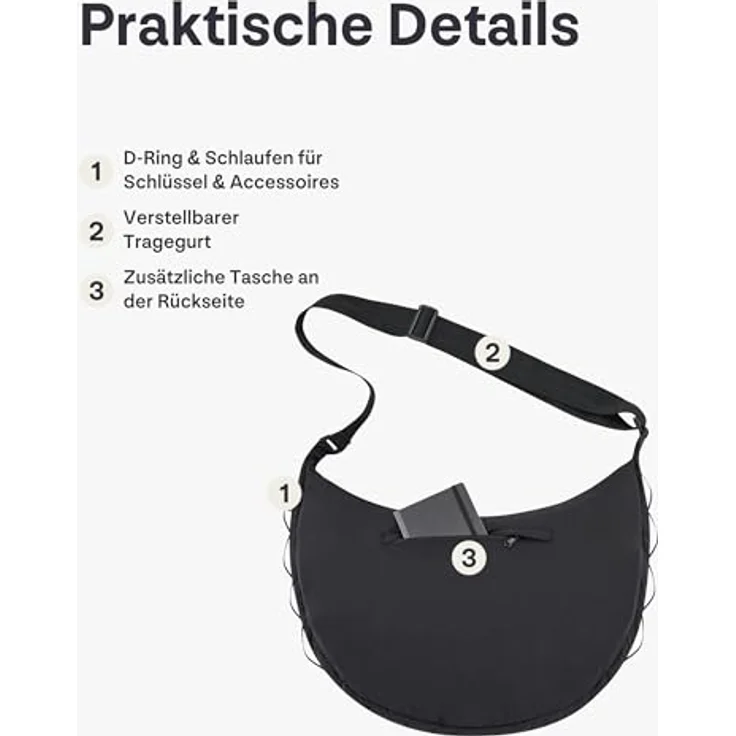 Johnny Urban Umhängetasche Kaia Large Half Moon Bag im Puffer Design, 16 Zoll, Große Crossbody Bag in Halbmond Form, Wasserabweisend – Bild 7