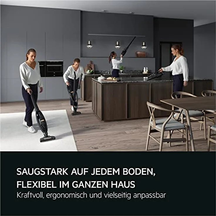 AEG QX6-1-45AN Akku Staubsauger kabellos / Staubsauger beutellos / leise / Handstaubsauger akku / 45 min Laufzeit / leicht / Hartboden / 2in1 / Tierhaare / Hund / Katze / Teppich / Auto / grau – Bild 4