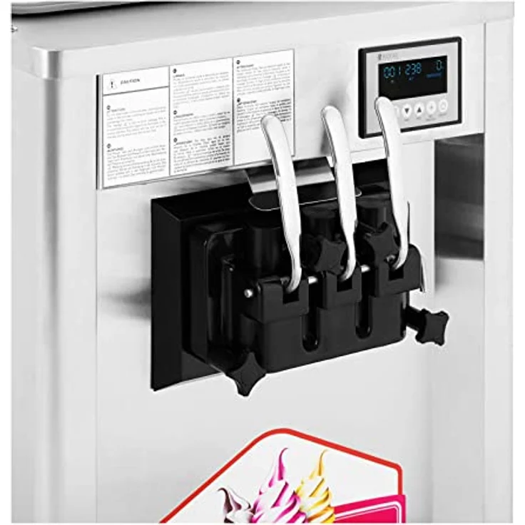 Royal Catering RCSI-18 Softeismaschine 1550 W 23 l/h 3 Geschmacksrichtungen Gastro professionelle Eis- und Sorbetmaschine, Silber – Bild 2