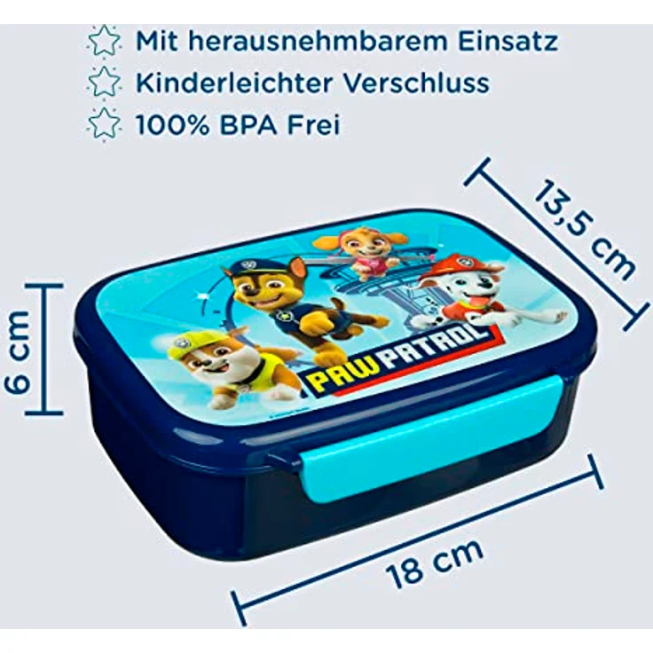 Paw Patrol Chase Marshall Sky Rubble Brotdose Lunchbox mit Einsatz – Bild 5