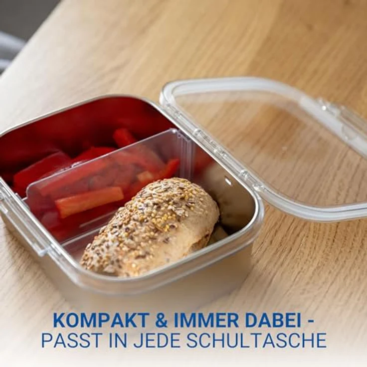 elasto Lunchbox Storage, Brotdose für Kinder 1000 ml aus Edelstahl mit herausnehmbarer Trennwand, BPA-frei und auslaufsicher – Bild 7