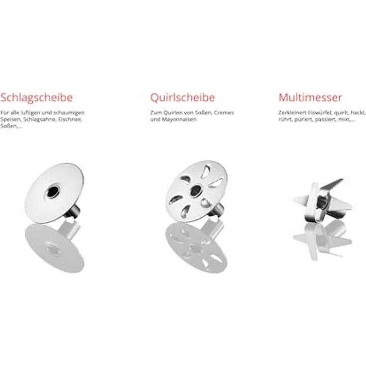 Esge 95100 Zauberstab Cordless Stabmixer, Sleep-Funktion, inkl. Multimesser, Schlagscheibe, Quirlscheibe, Ladestation weiß – Bild 4