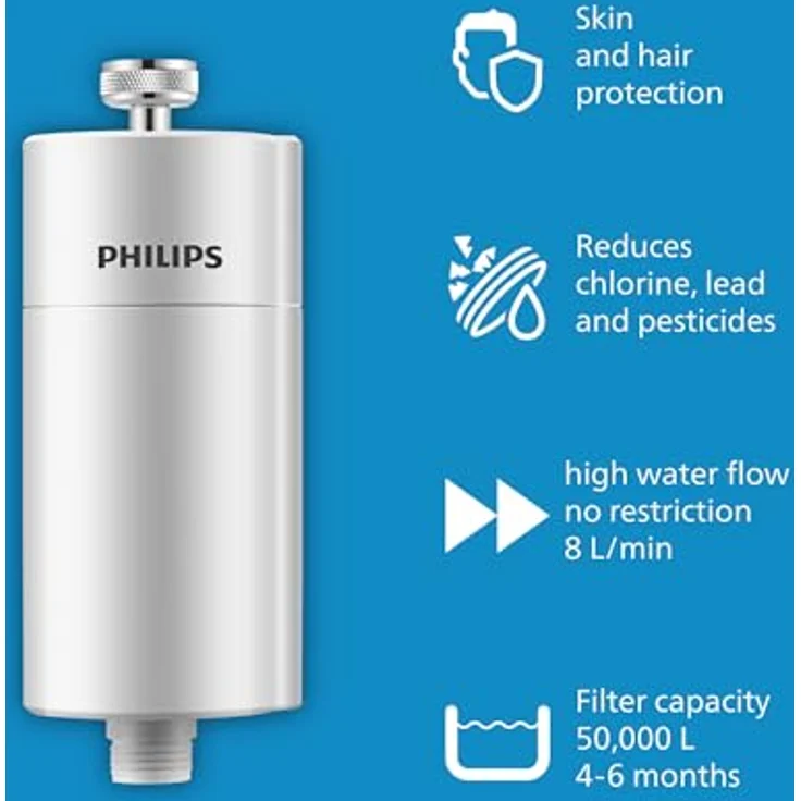 Philips Water Duschfilter, Wasserfilter mit Oxidierungsfunktion, Weiss – Bild 2