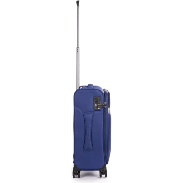 Stratic Light + Koffer Weichschale Reisekoffer Trolley Rollkoffer Handgepäck, TSA Kofferschloss, 4 Rollen, Erweiterbar, Größe S, Blau – Bild 3