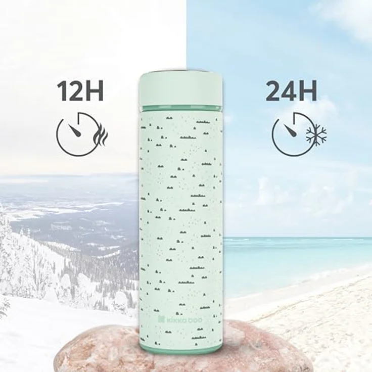 KikkaBoo Savanna, Thermoskanne aus Edelstahl, 500 ml, lekfrei mit Teesieb, für heiße und kalte Getränke, mintgrün – Bild 2