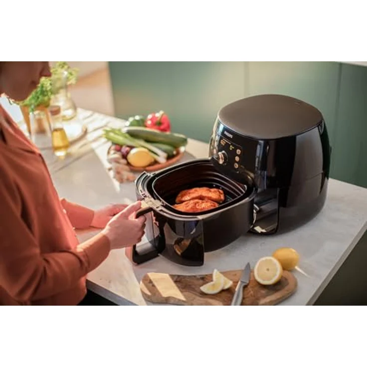 Philips HD9867/90 Heißluftfritteuse, ohne Öl, 2225 Watt, 1,4 kg, Kunststoff, schwarz, kupfer – Bild 5