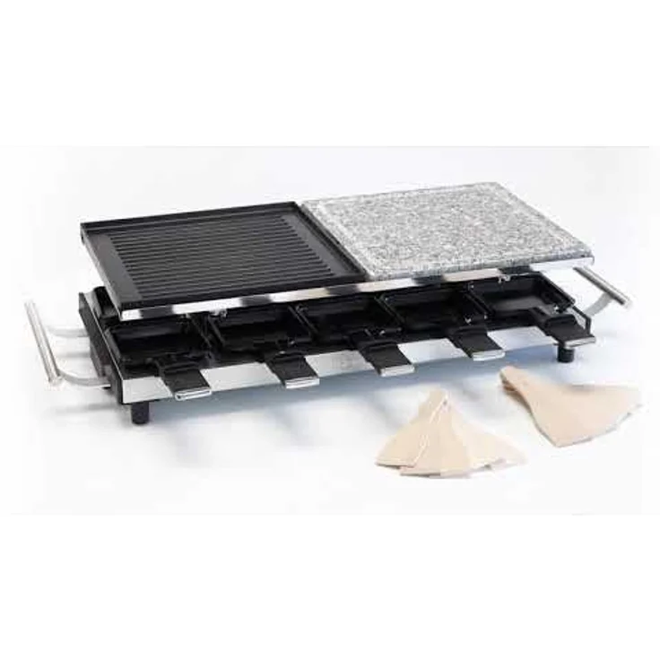 ProfiCook PC-RG 1144 Raclette-Tischgrill mit Naturgrillstein und Wendegussplatte, 10 Pfännchen, 10 Holzspatel, 1700 W – Bild 10