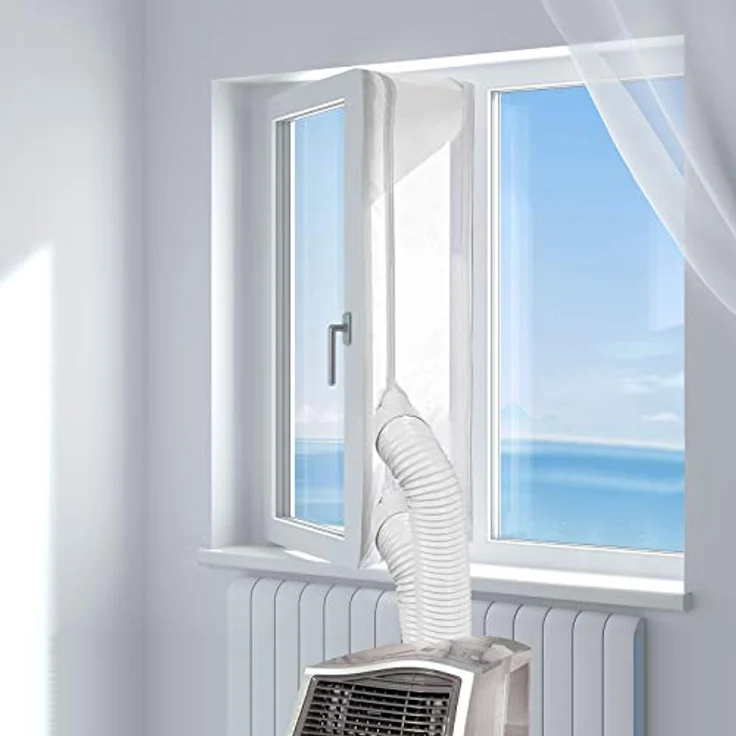 HOOMEE Fensterabdichtung für Mobile Klimageräte, 400 cm, energieeffizient mit extra starkem Reißverschluss und für Ein- und Zweischlauchtechnik geeignet – Bild 2