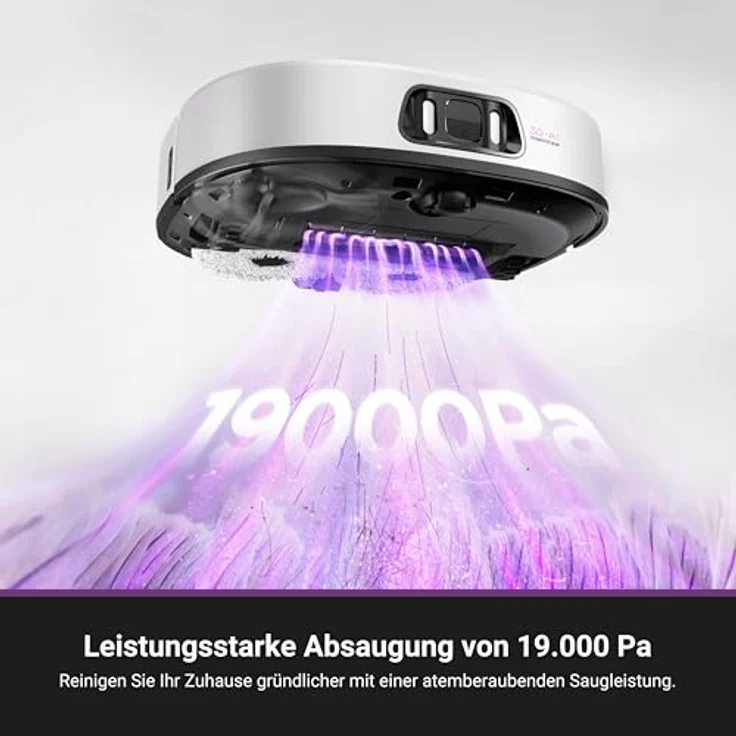 EUREKA J15 Ultra Saugroboter mit Wischfunktion, 19.000 Pa Saugleistung, automatische Mopphebung 12mm, Heißwasser-Reinigung 75°C, Selbstreinigung, Anti-Wickel Technologie – Bild 2
