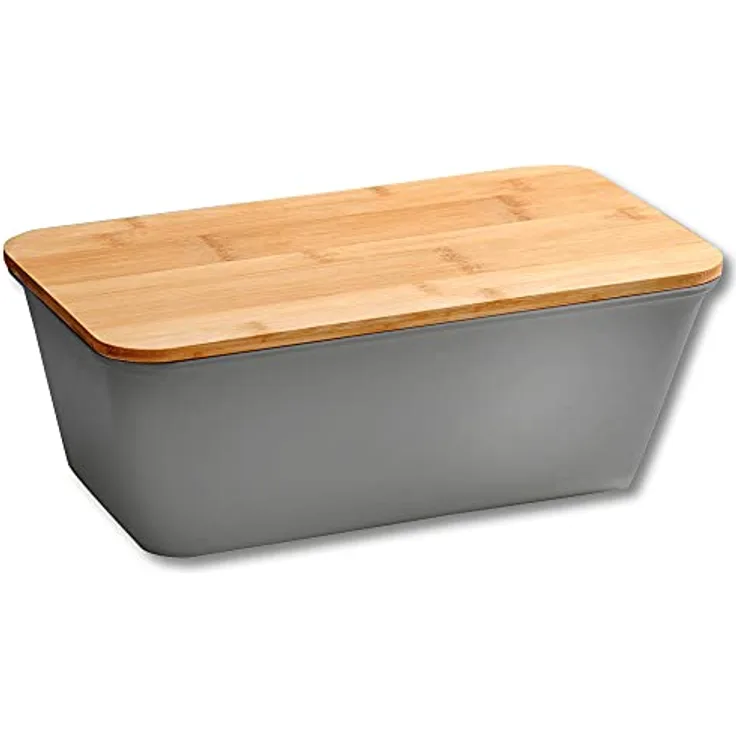 Kesper | Brotbox, Material: Kunststoff, Bambus, Maße: B: 35 x H: 20 x T: 13,5 cm, Farbe: Grau | 58491