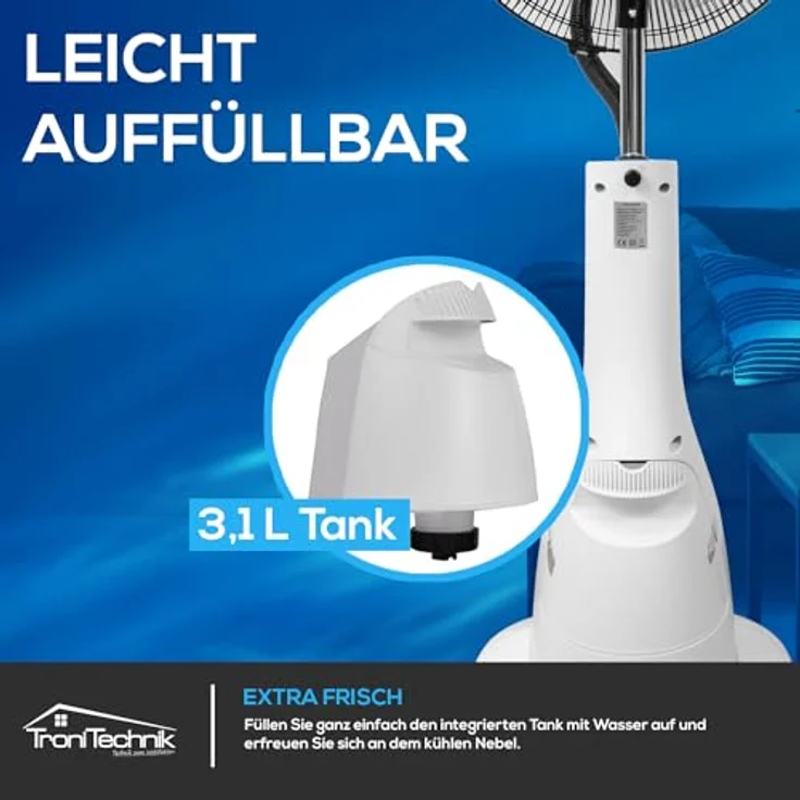 TroniTechnik Standventilator Turmventilator Vernebler SV05 40cm, inkl. Oszillation – Bild 7