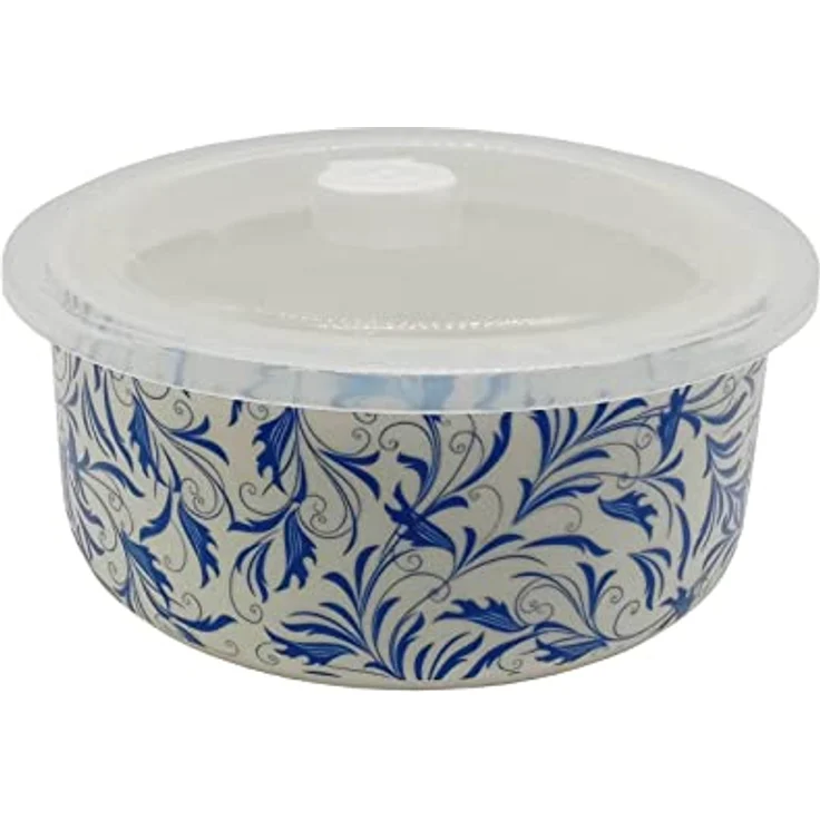 Neuetischkultur Mikrowellen Keramik Schüssel 900 ml Ornament Schüssel mit Kunststoffdeckel