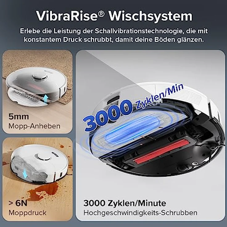Roborock S7 Max Ultra Saug- und Wischroboter mit Selbstentleerung, Selbstwaschen, Selbsttrocknen, Selbstbefüllen und Selbstreinigung (5500 Pa, Hindernisvermeidung, App/Sprachsteuerung), Weiß – Bild 3
