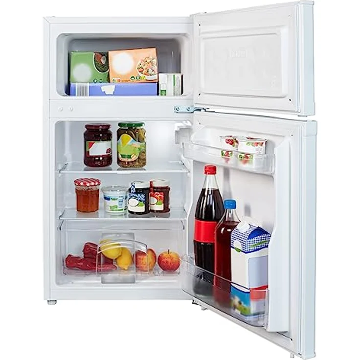 MEDION Mini Kühl-Gefrierkombination (85 Liter, 61L Kühlteil, 24L Gefrierteil, freistehend, 40 dB, transparente Gemüseschublade, Türanschlag wechselbar, MD 37689) weiß - Preisvergleich – Bild 3