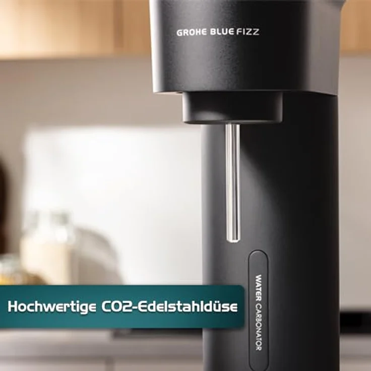 GROHE Blue Fizz - Wassersprudler (3 einstellbare CO2 Stufen, ohne CO2 Flasche, 1x 0,85l Wasserflasche + Reinigungspulver), schwarz – Bild 4