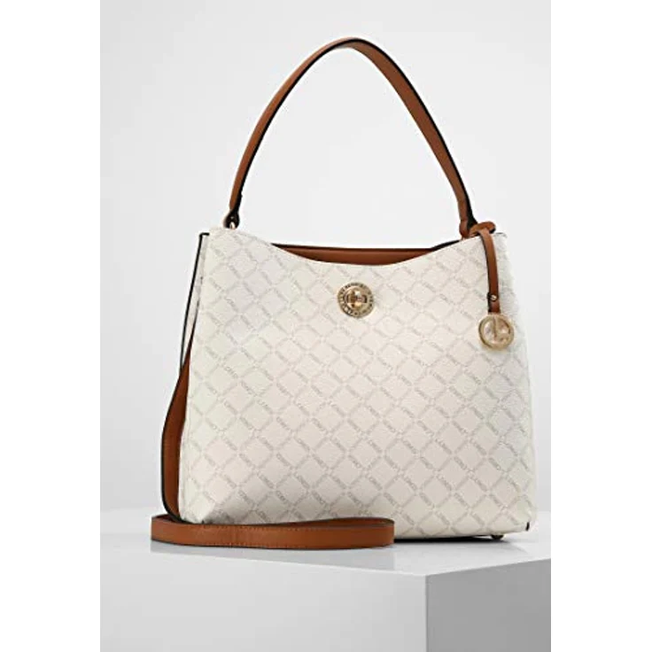 L.Credi Filiberta Schultertasche 30 cm, Damen Handtasche mit Allover-Logoprint, Weiss – Bild 2