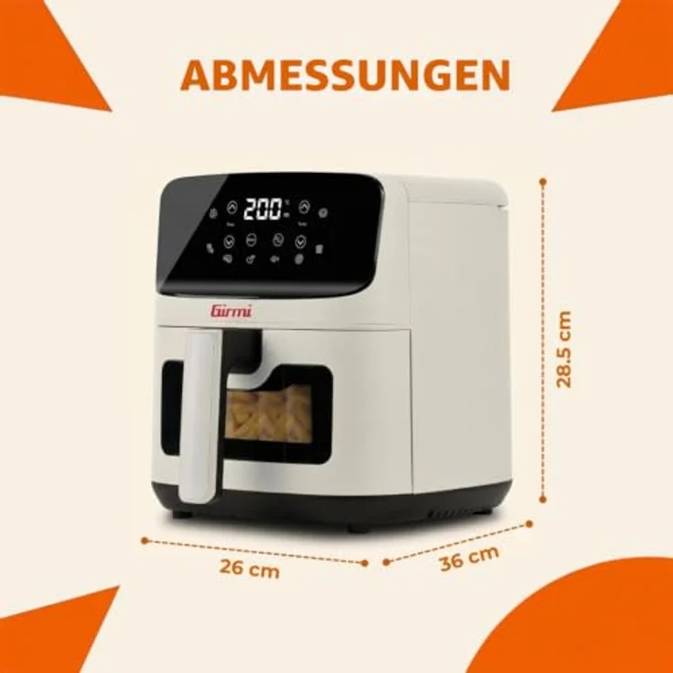 Girmi FG27 "Ecofrit Lite" Heißluftfritteuse, 4,2 Liter, 1400 W, Digitalanzeige mit 8 Programmen, Timer und einstellbarer Gartemperatur, BPA-PFOA sicher, inklusive Rezeptbuch – Bild 2